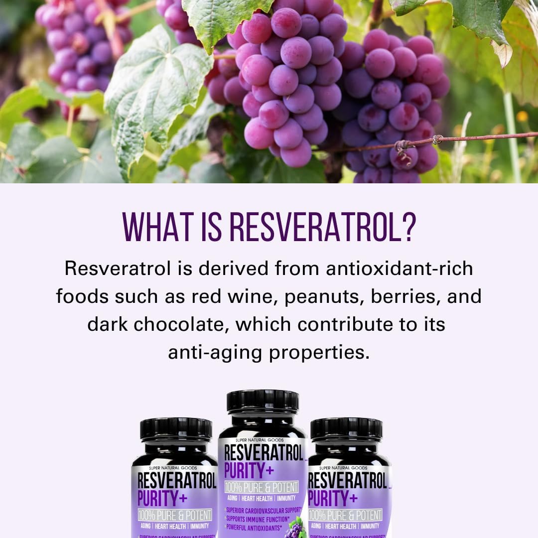 1210mg Trans-Resveratrol Supplement for SIRT1 Activation - Supports Cellular Repair, Longevity, Brain, Heart, DNA - Highly Purified Antioxidant with Anti-Aging Benefits - 60 Capsules