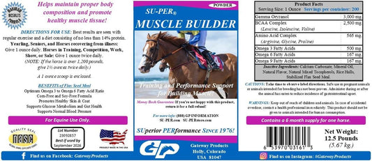 12.5 lb SU-PER Horse Supplement for Muscle Building and Performance - 6 Month Supply