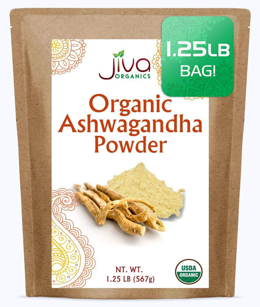 1.25lb Jiva Organics Ashwagandha Root Powder - Raw, Pure, Non-GMO, Lab Tested (20oz)
