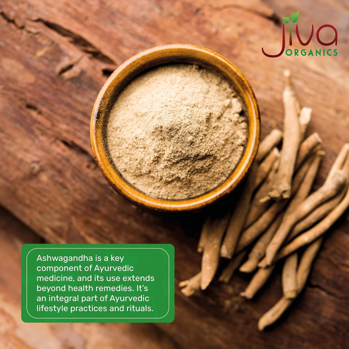 1.25lb Jiva Organics Ashwagandha Root Powder - Raw, Pure, Non-GMO, Lab Tested (20oz)