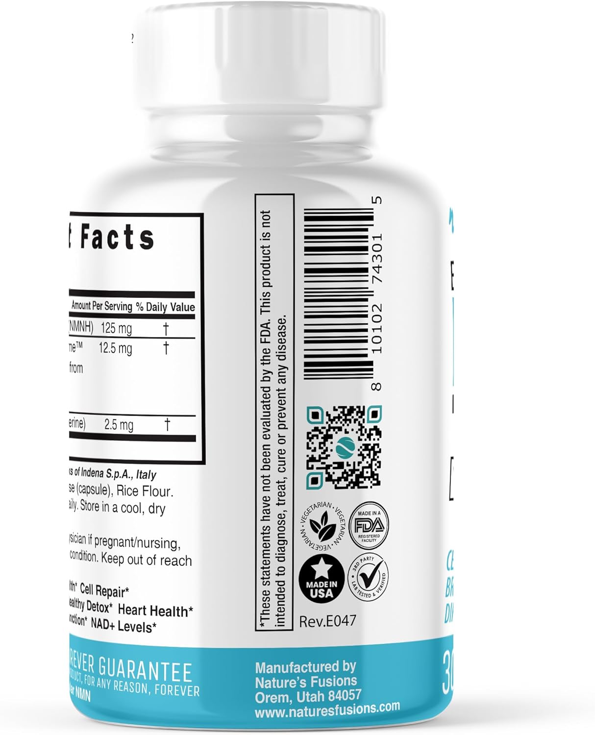 125mg NMN Supplement - Boost NAD+ Levels by 10x - Dihydronicotinamide Mononucleotide - 30 Servings