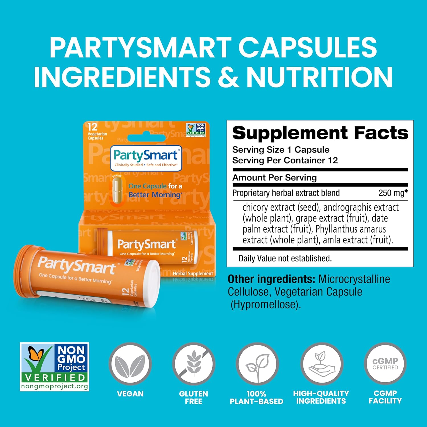 12ct Himalaya PartySmart Capsules & Electrolytes Bundle - Double Support for Night Out & Next Morning Hydration, Orange Flavor