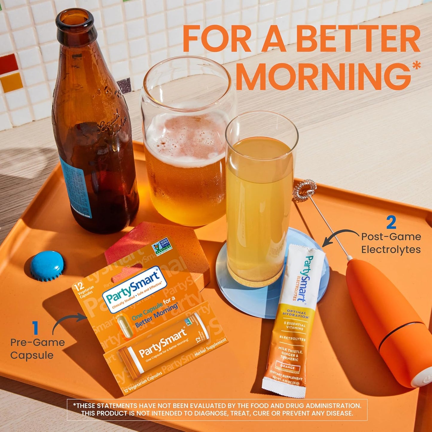 12ct Himalaya PartySmart Capsules & Electrolytes Bundle - Double Support for Night Out & Next Morning Hydration, Orange Flavor