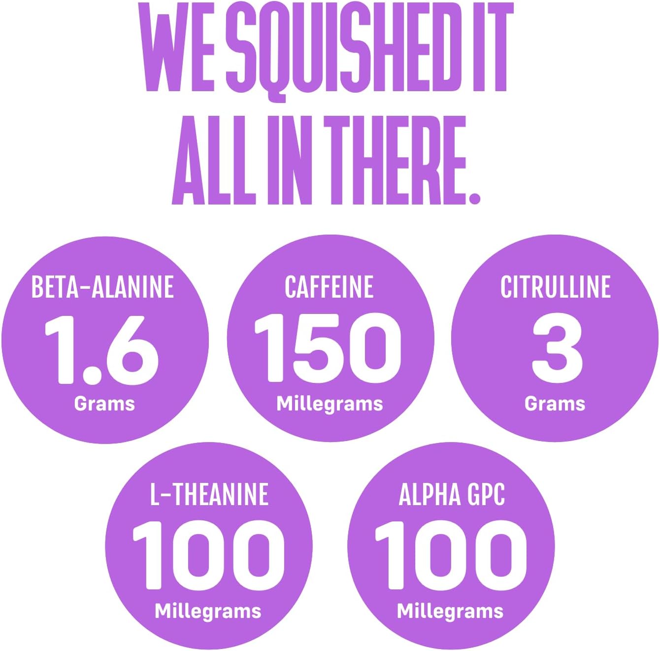 12ct Jar of Squish Pre Workout Energy Shots with Beta-Alanine, Citrulline, Caffeine, L-Theanine, Alpha-GPC for Enhanced Workouts in Blue Repsberry, Pineapple Press, PR Punch Flavors