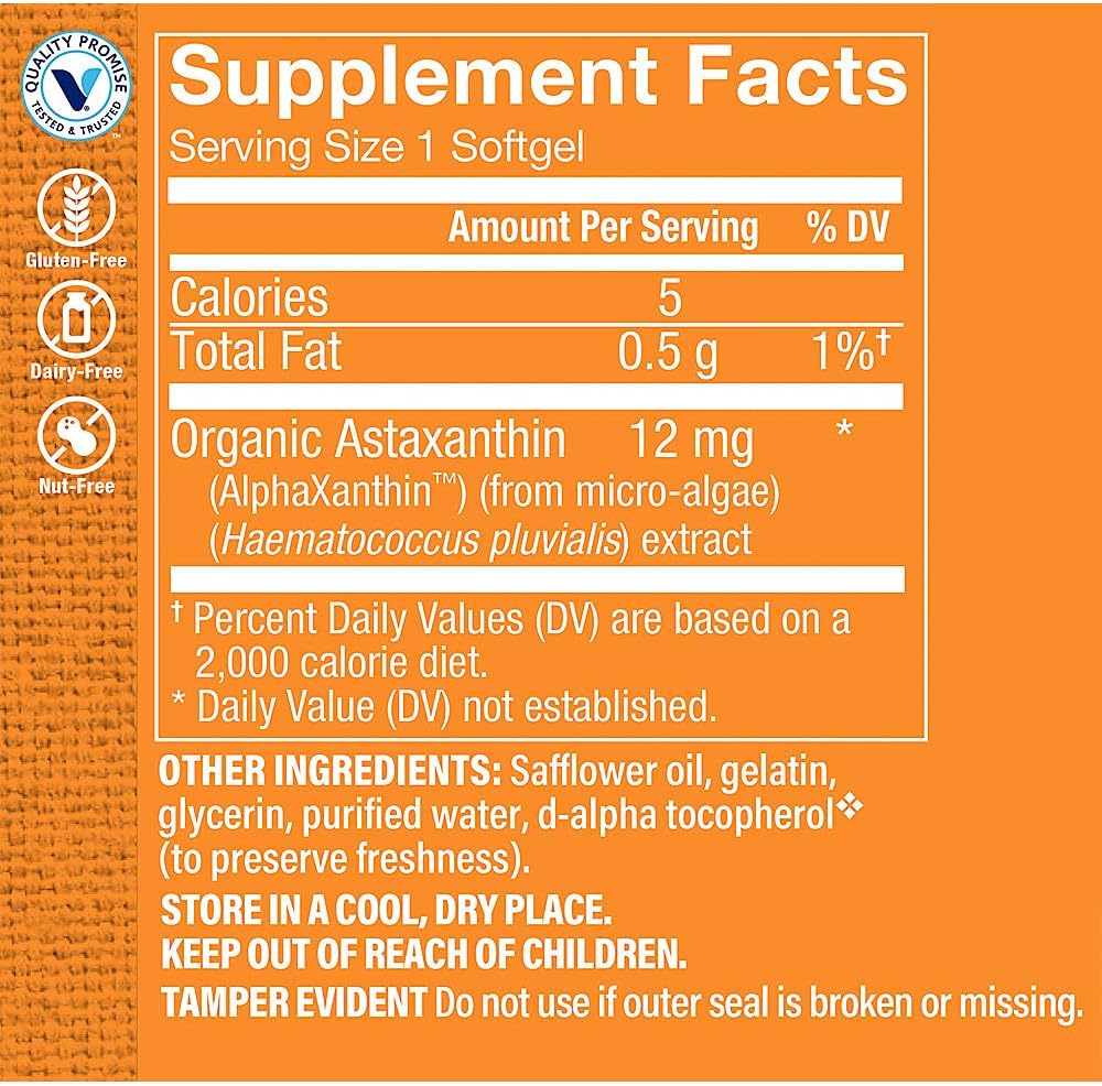 12mg Astaxanthin Softgels from The Vitamin Shoppe - Solasta Branded Ingredient (30 Count)