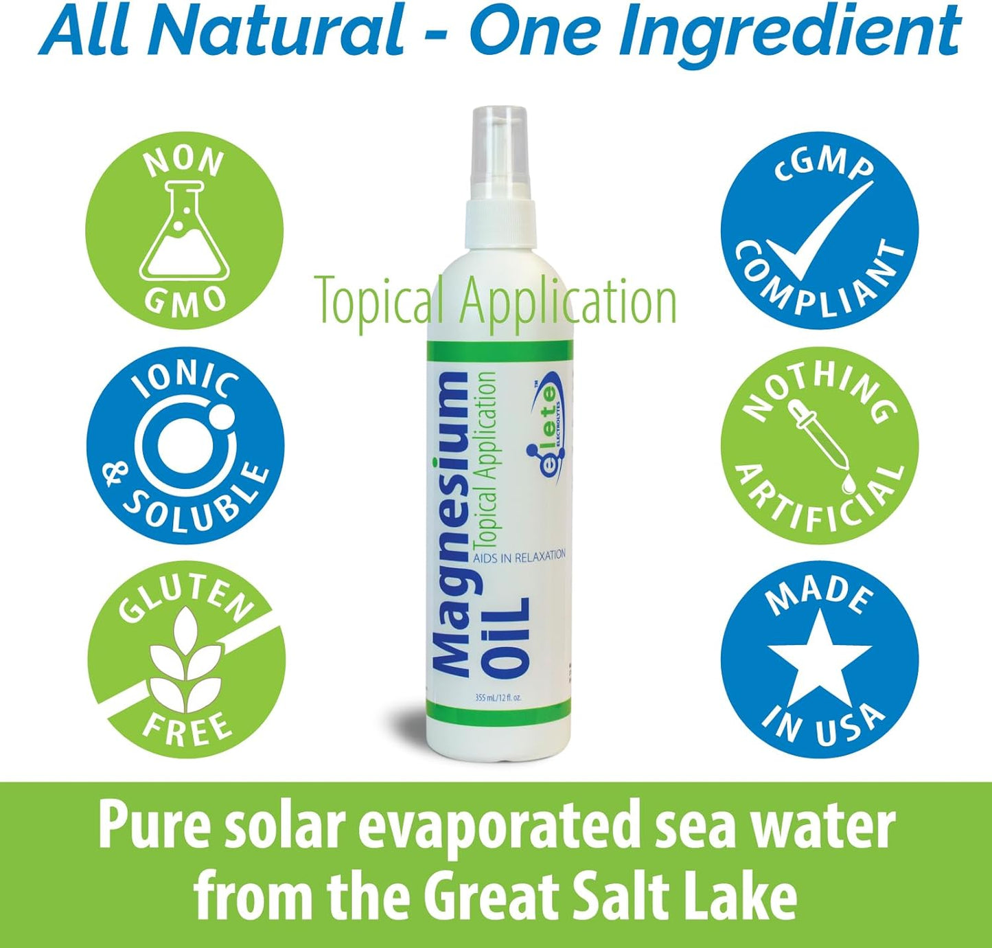 12oz Elete Citrilyte Add-in Pure Magnesium Oil Spray for Muscle Cramps & Soreness