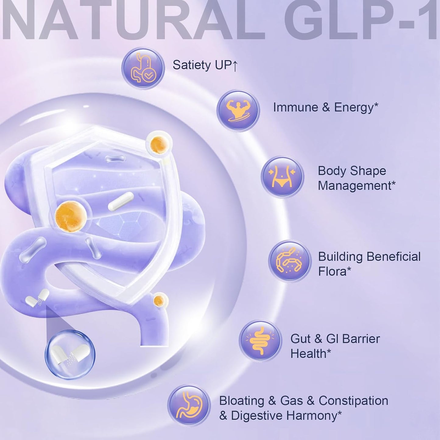 13-in-1 GLP-1 Natural Support Supplement with Akkermansia Probiotic, Berberine HCI, Garcinia Cambogia, Apple Cider Vinegar, Green Tea Extract - 120 Capsules