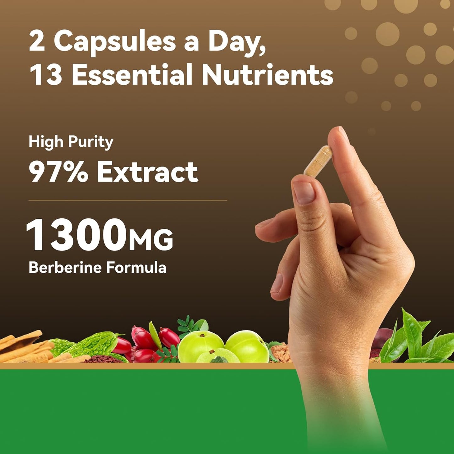13-in-1 Immune Health & Metabolic Support Supplement - Berberine 1300mg with Green Tea Extract, Resveratrol, Red Yeast Rice & CoQ10 - 60 Capsules, Non-GMO, Lab Tested