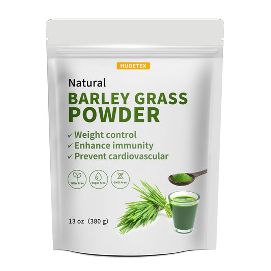 13 oz Hudetex Barley Grass Juice Powder - Pure Wheatgrass Powder for Cardiovascular, Liver, Digestive Health - Vegan, No Maltodextrin & Sugar - Supports Overall Wellness
