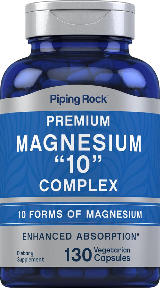 130 Vegetarian Capsules Piping Rock Magnesium 10 in One Complex - Non-GMO, Gluten Free Supplement