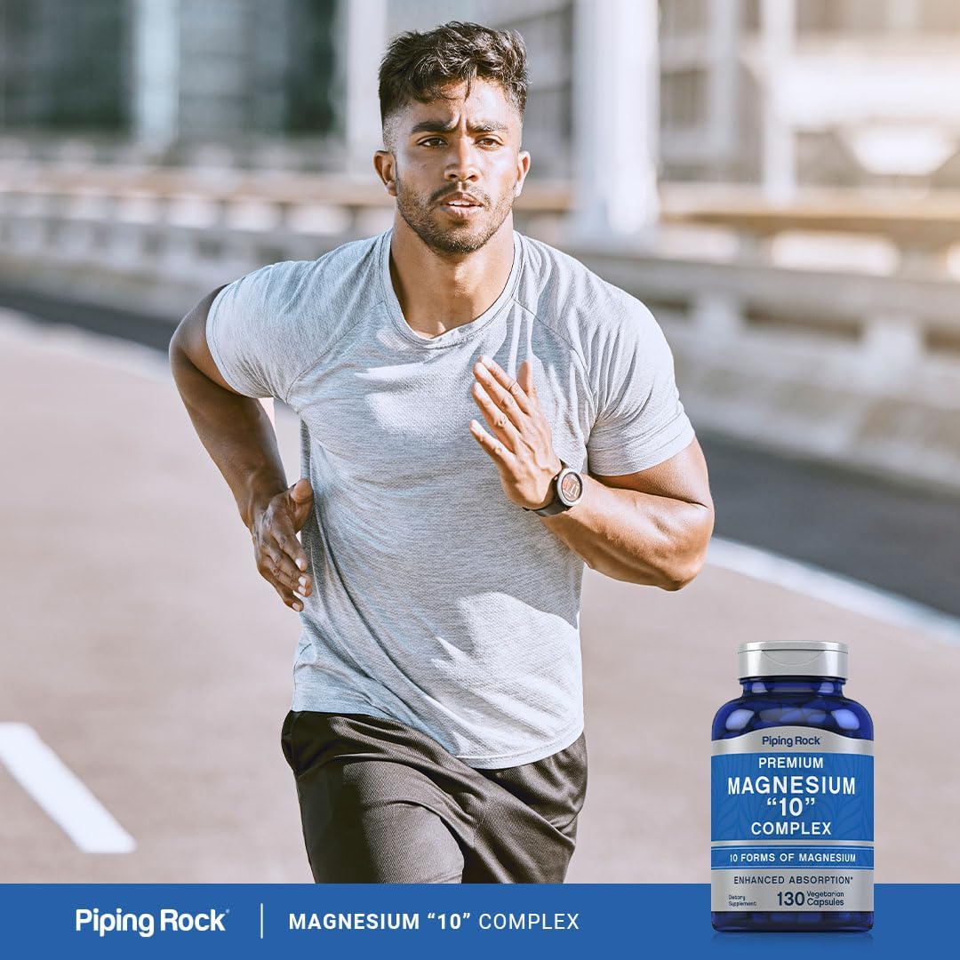 130 Vegetarian Capsules Piping Rock Magnesium 10 in One Complex - Non-GMO, Gluten Free Supplement