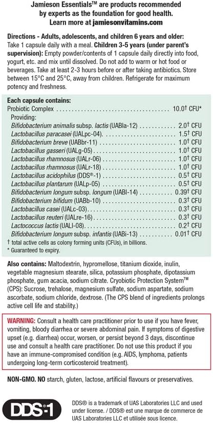 130 Vegi Capsules of Jamieson Probiotic with 10 Billion Active Cells