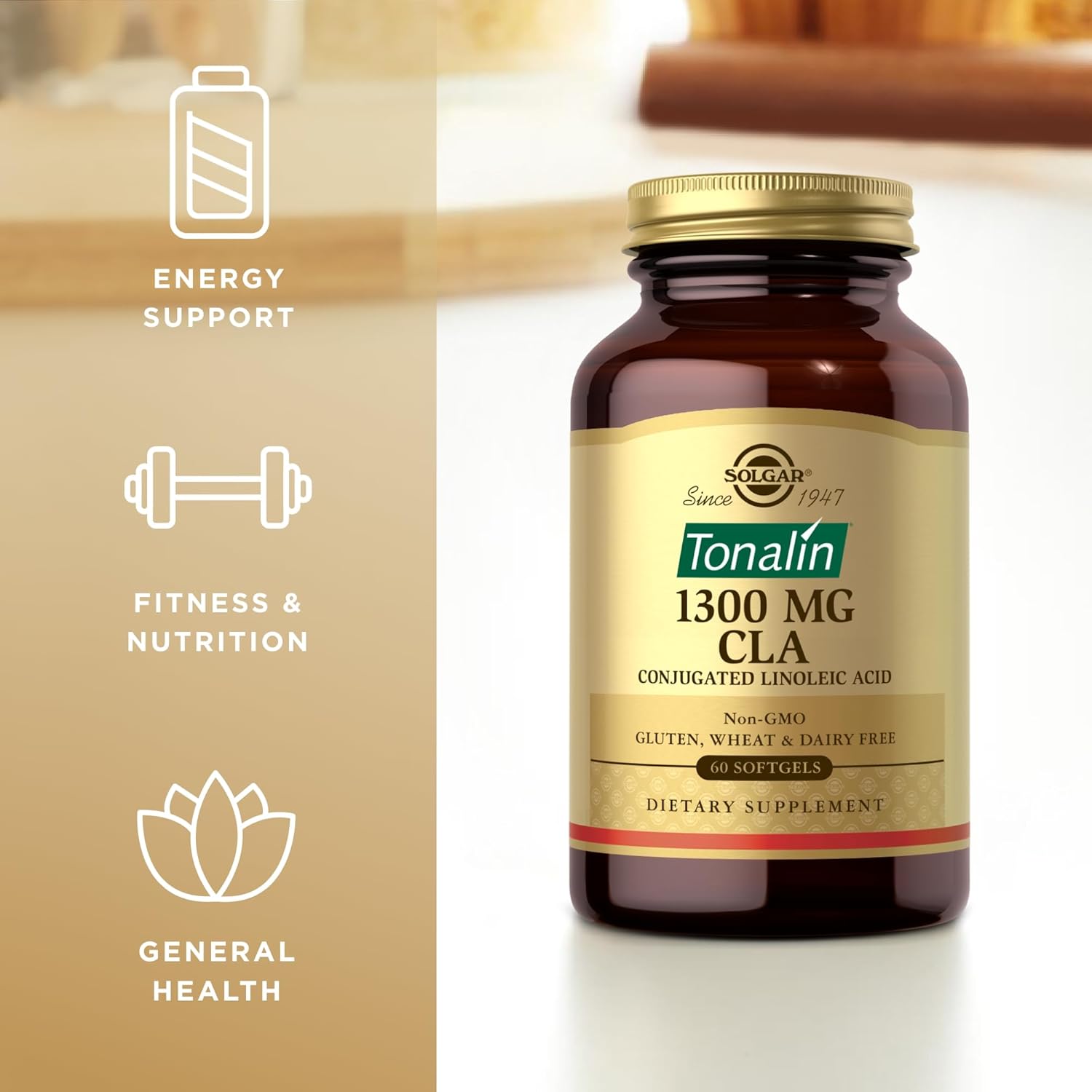 1300 mg Tonalin CLA Softgels by Solgar - 60 Servings of Conjugated Linoleic Acid - Non-GMO, Gluten & Dairy Free