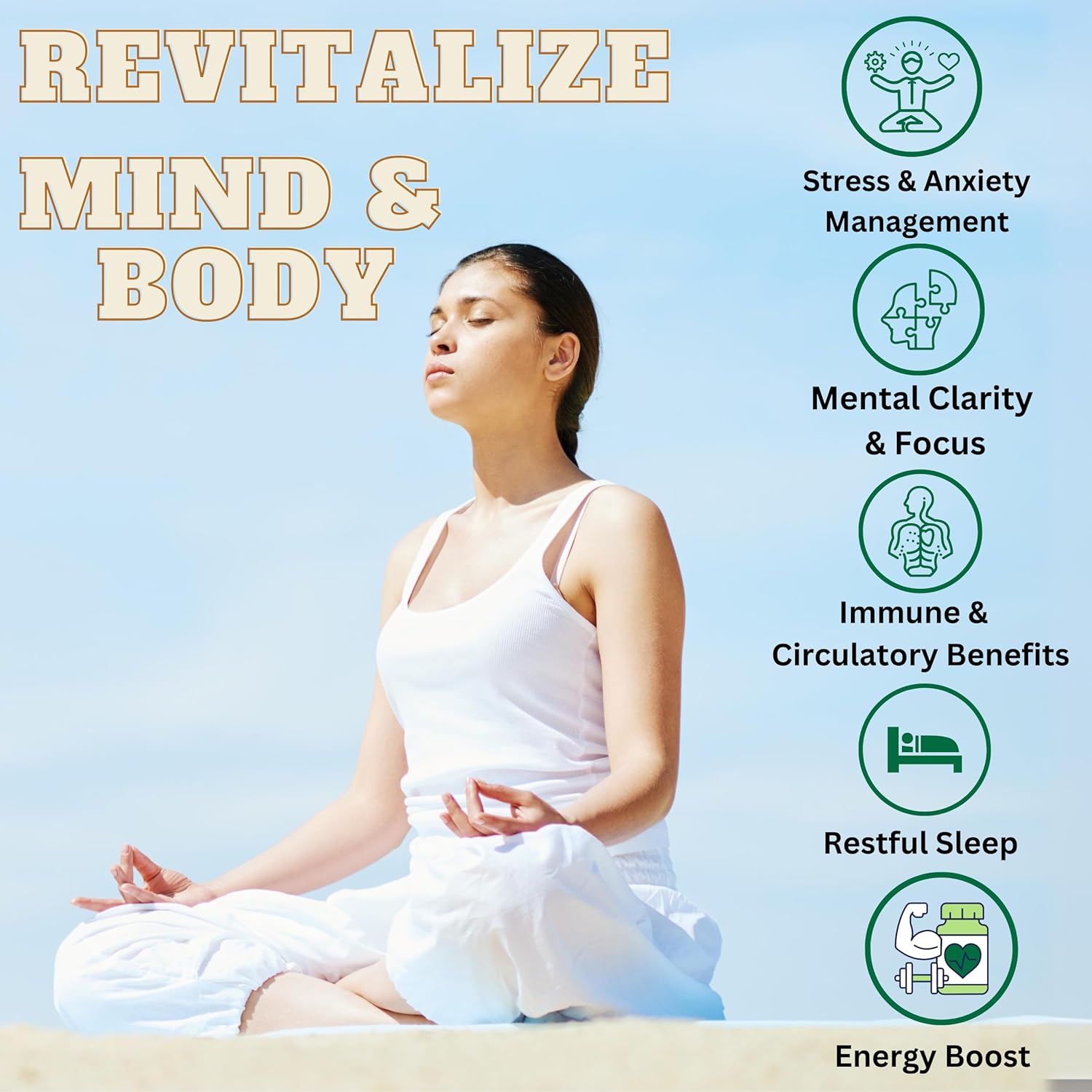 1300mg Ashwagandha Root Powder Capsules for Metabolism, Immune & Mood Support - 90 Capsules