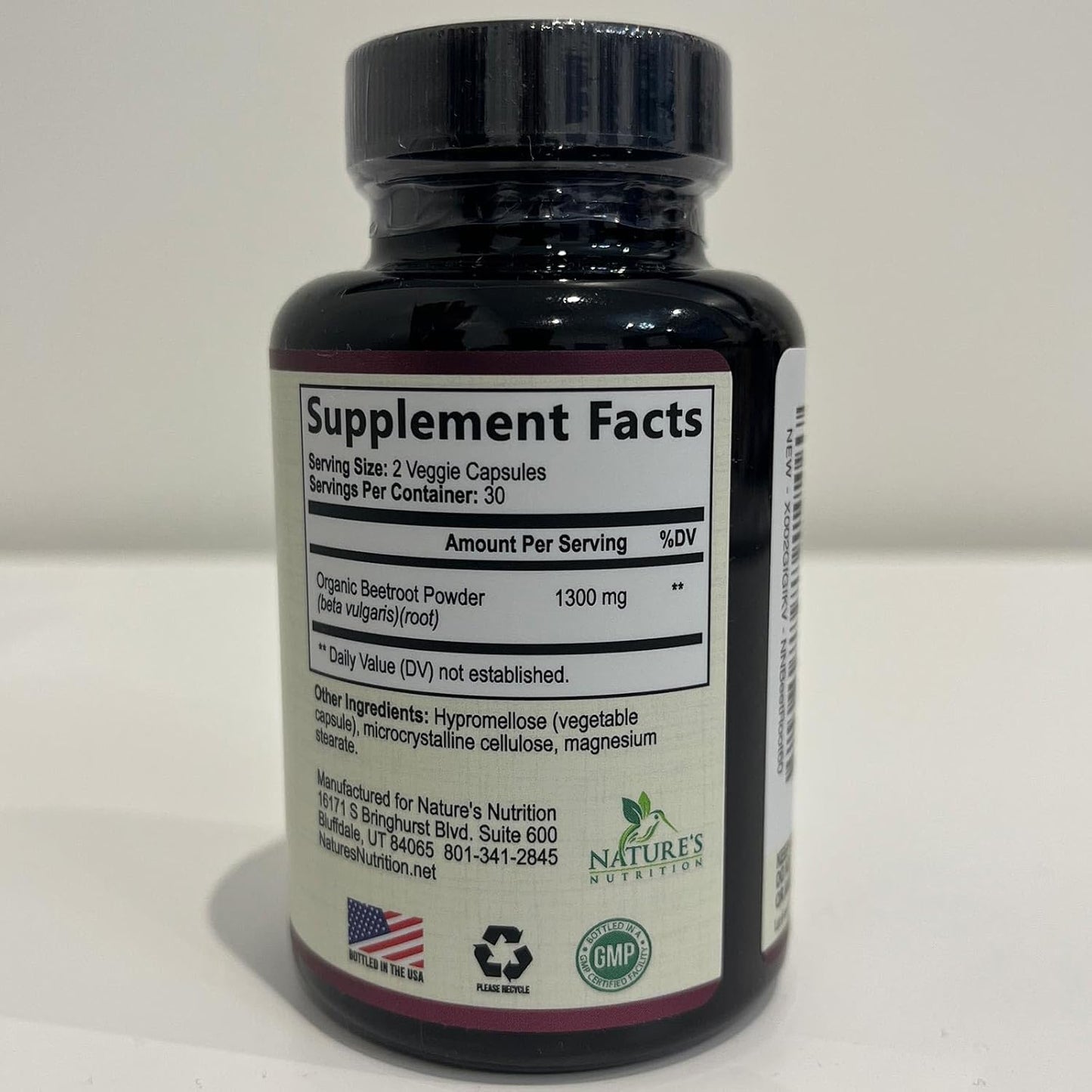 1300mg Beetroot Supplement for Nitric Oxide & Energy Support - Vegan Heart Health Pills - 60 Capsules