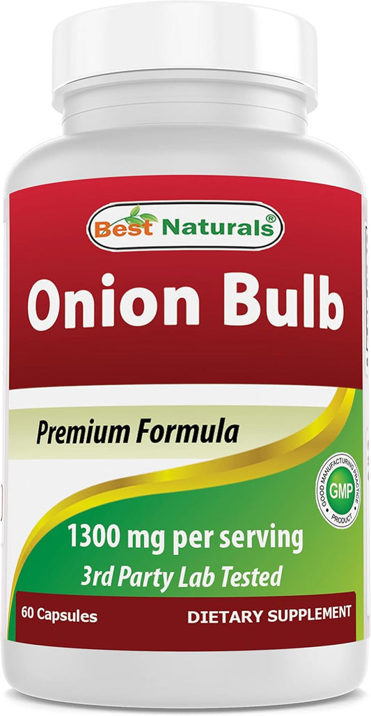 1300mg Dried Onion Bulb Capsules - Natural Allium Cepa Supplement - 60 Servings