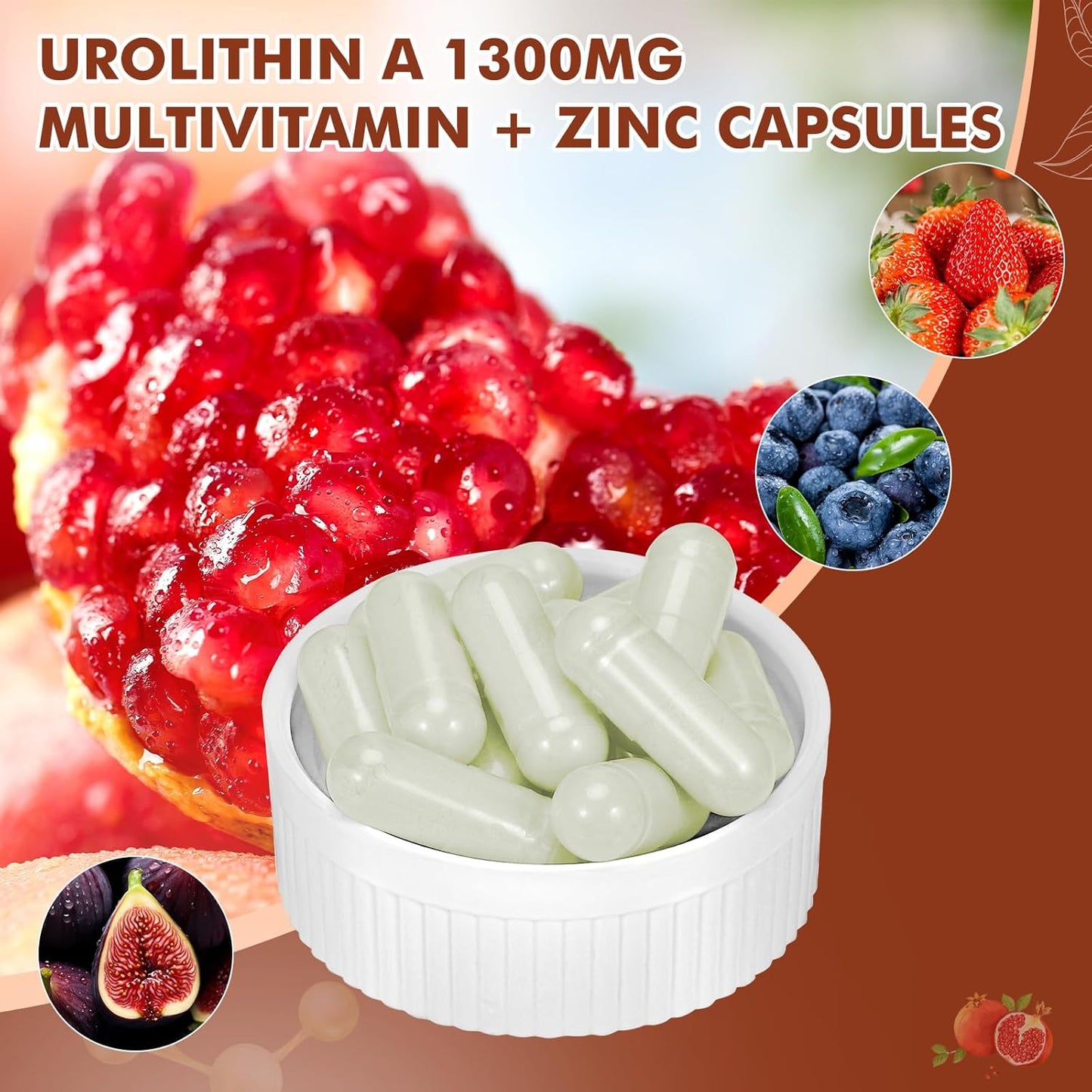 1300mg Urolithin A Supplement - 90 Capsules for 45 Days Supply by Fittyfun