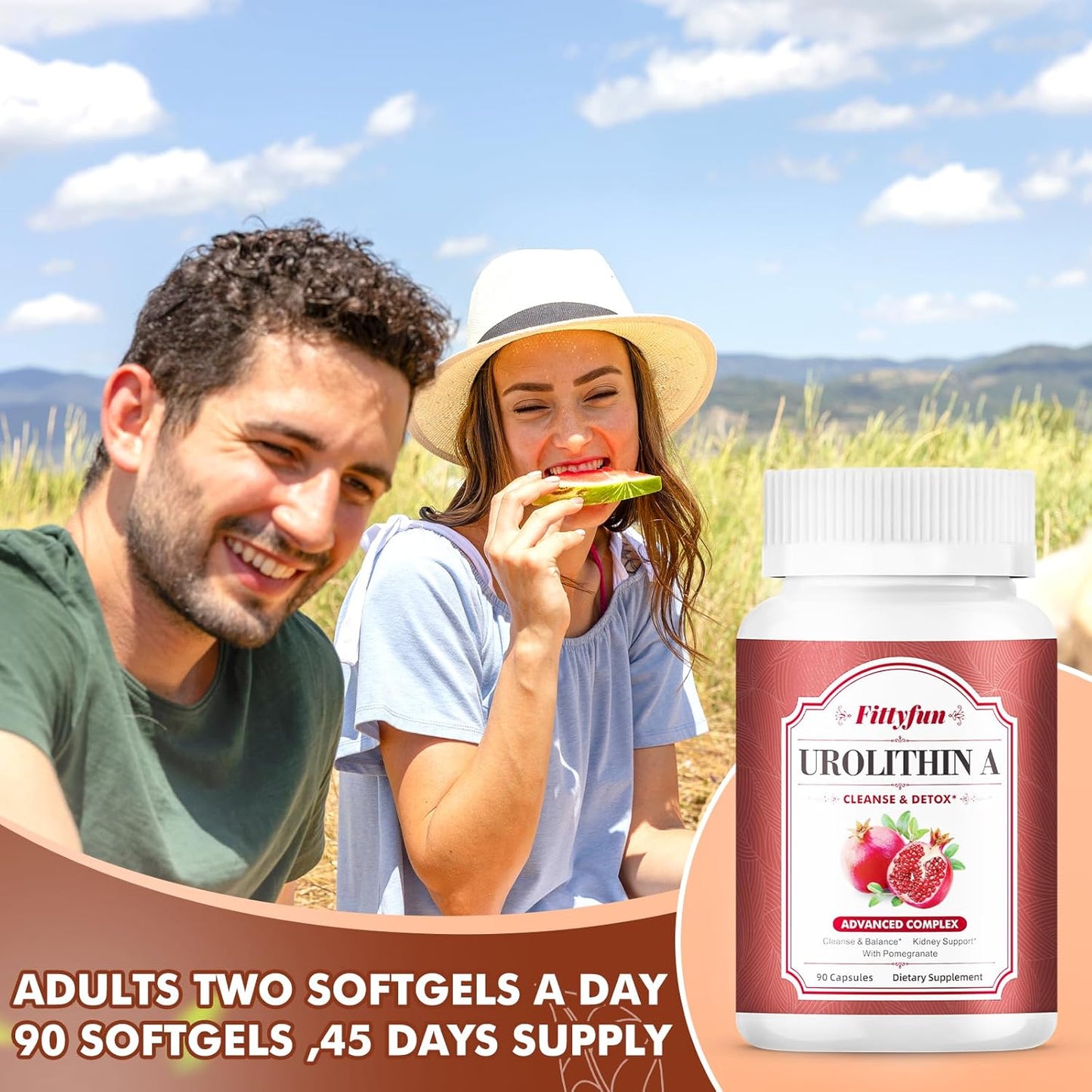 1300mg Urolithin A Supplement - 90 Capsules for 45 Days Supply by Fittyfun