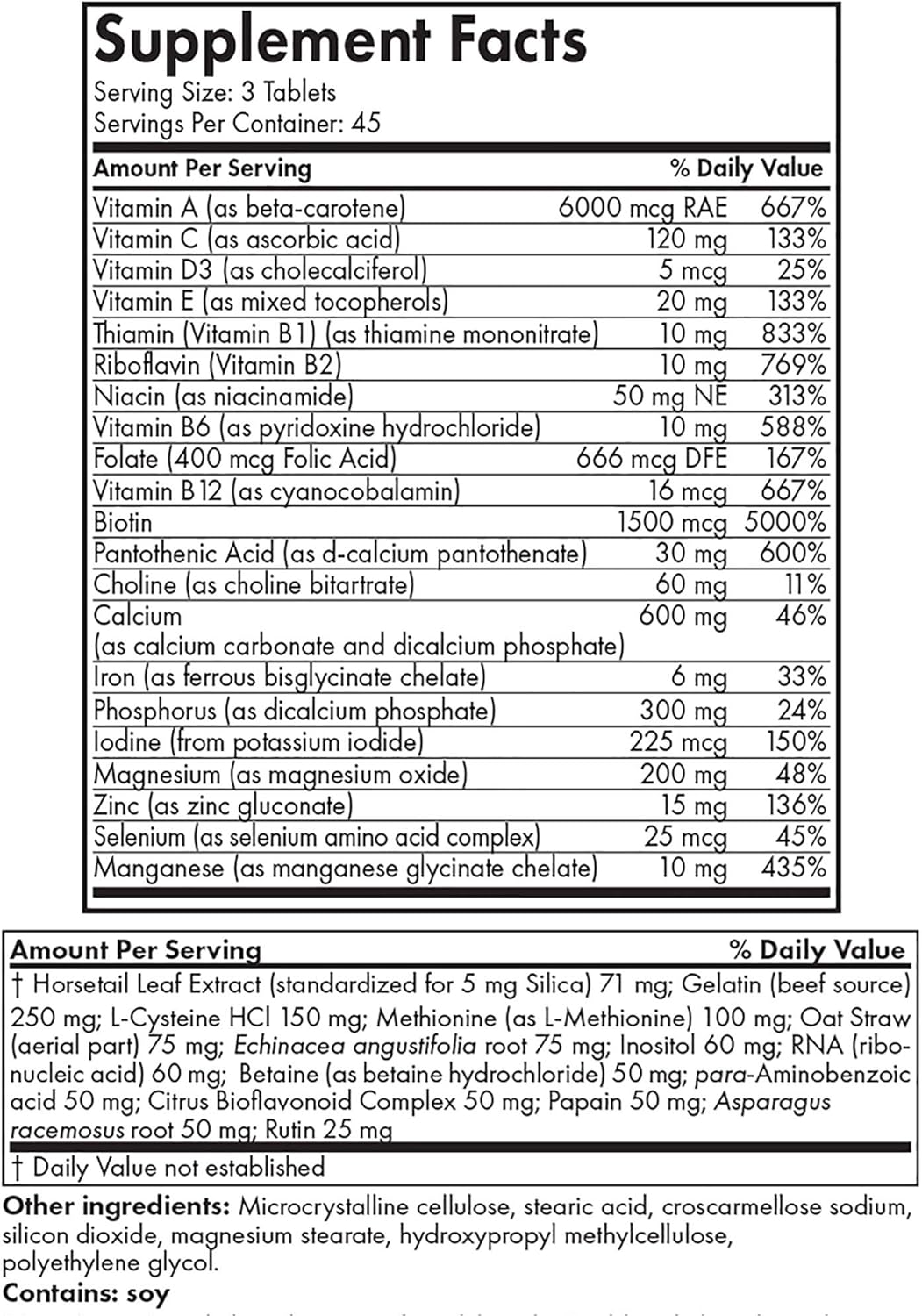 135 Tablets Futurebiotics Hair Skin Nails Beauty Multivitamin Supplement