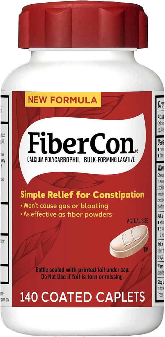 140 Count Fibercon Caplets with Calcium Polycarbophil for Digestive Regularity