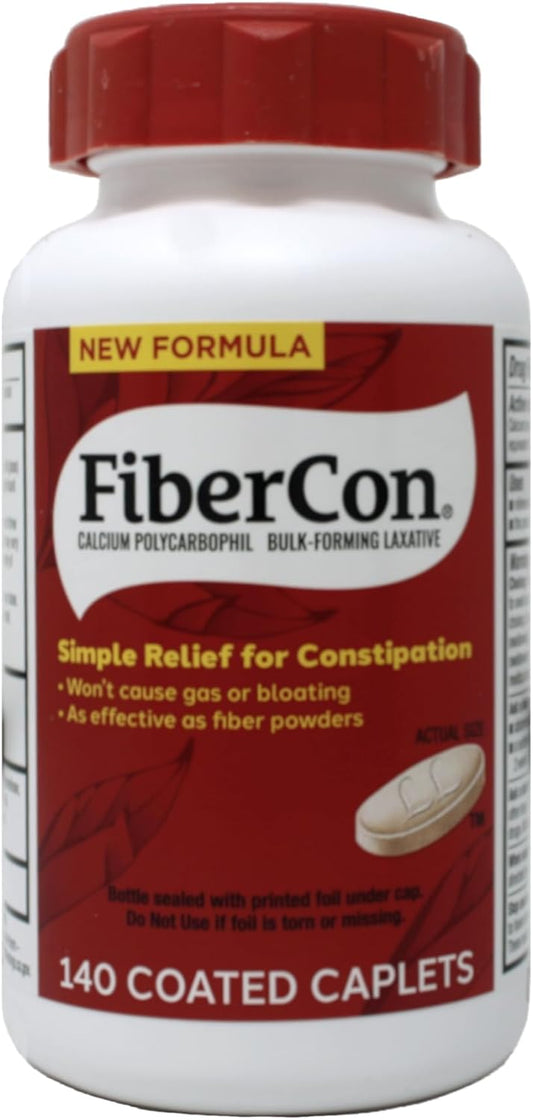 140 Count FiberCon Fiber Therapy Caplets - Fast-Acting Fiber Supplement for Digestive Health