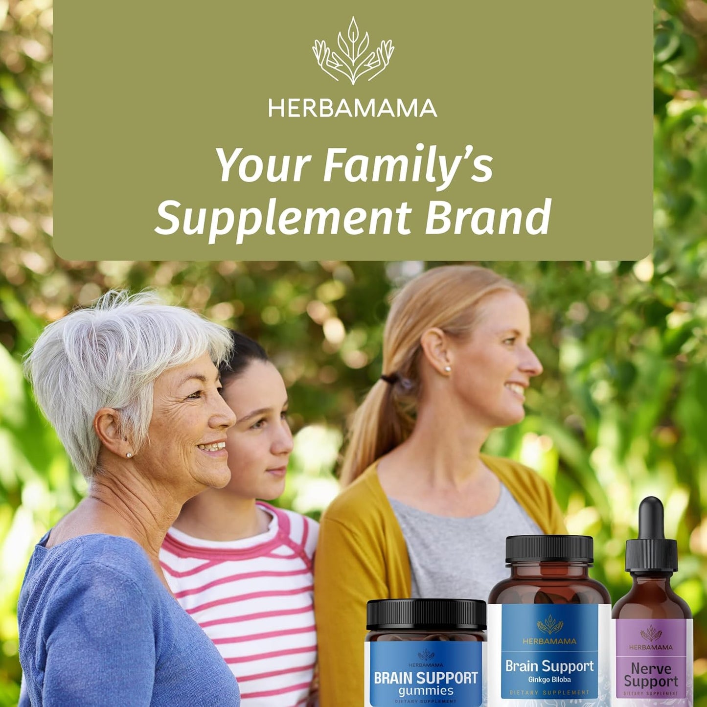 1400mg Brain Support Capsules with Bacopa, Panax Ginseng, and Ginkgo Biloba - Vegan and Non-GMO Focus Supplement for Adults - 100 Capsules by HERBAMAMA
