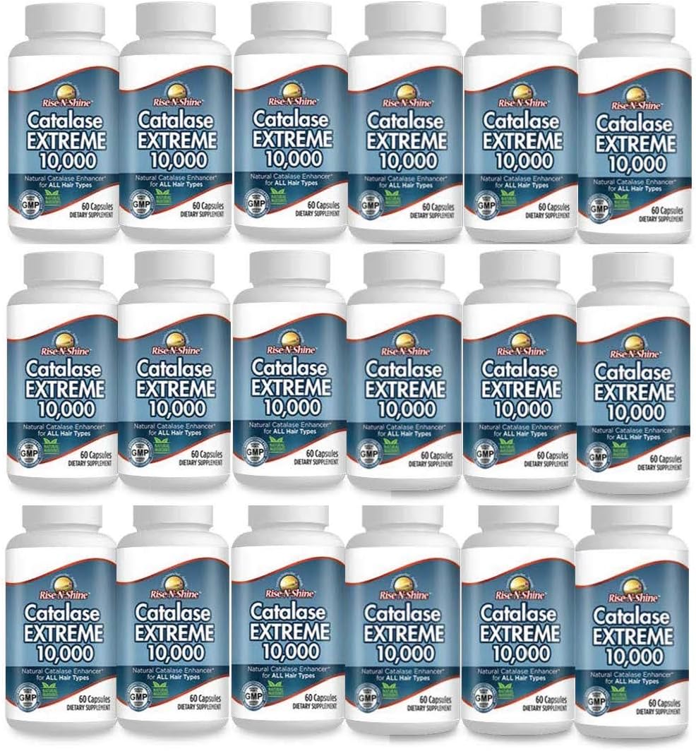 1440 Capsules of Rise-N-Shine Catalase Extreme Hair Supplement with Saw Palmetto, Biotin, Fo-Ti, PABA - Pack of 24 for Strong Hair - 2 Year Supply