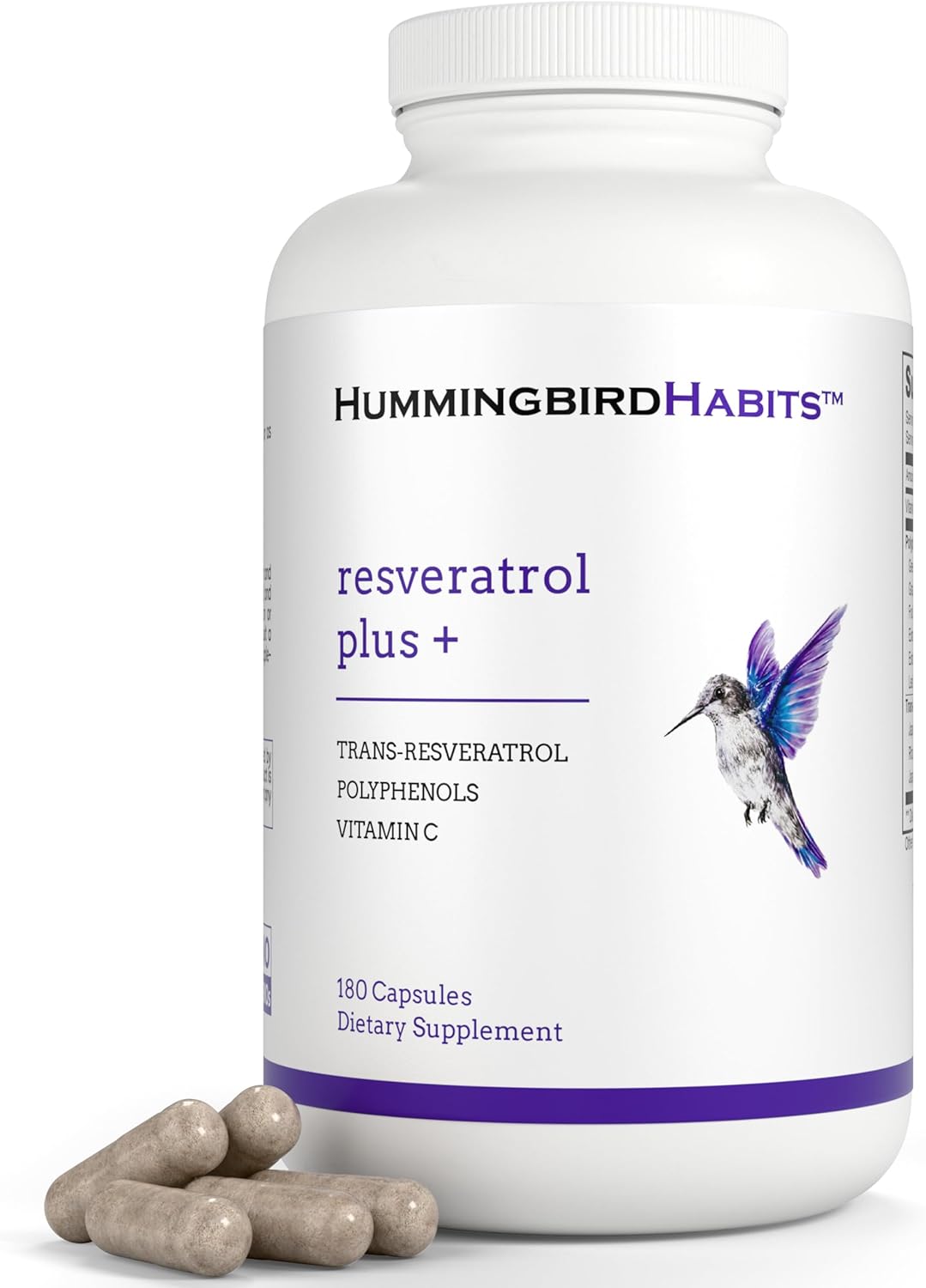 1450mg Resveratrol Plus+ Supplement with Vitamin C & Polyphenol Complex for Immune Support - 180 Vegan Capsules