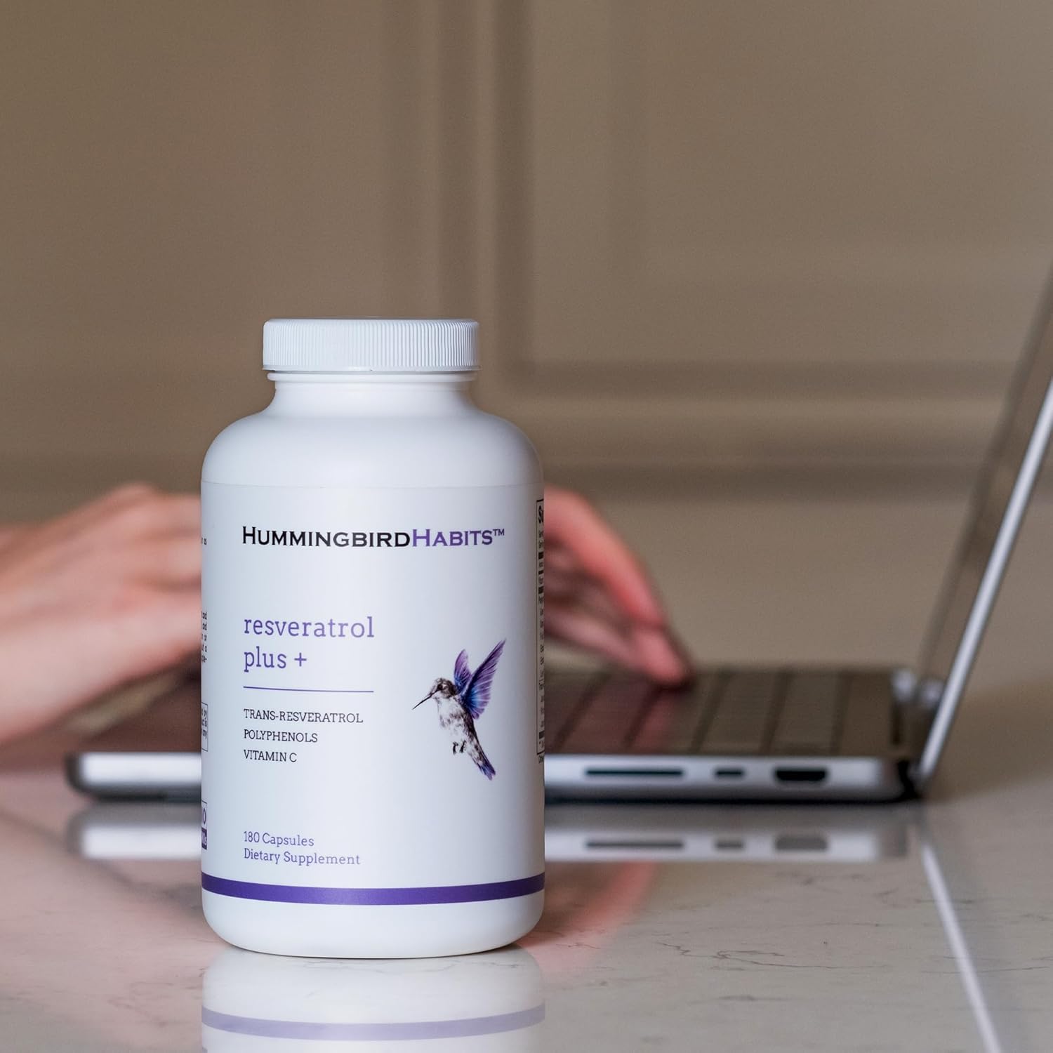 1450mg Resveratrol Plus+ Supplement with Vitamin C & Polyphenol Complex for Immune Support - 180 Vegan Capsules