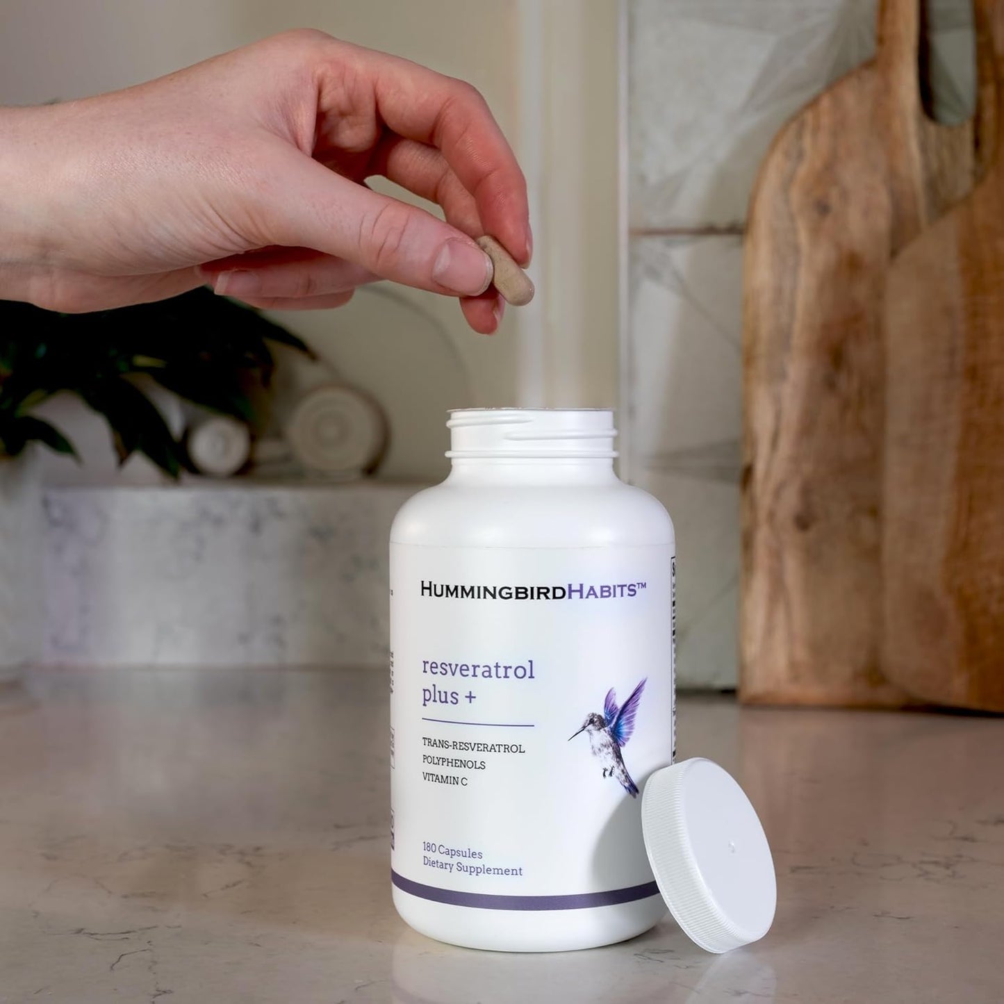 1450mg Resveratrol Plus+ Supplement with Vitamin C & Polyphenol Complex for Immune Support - 180 Vegan Capsules