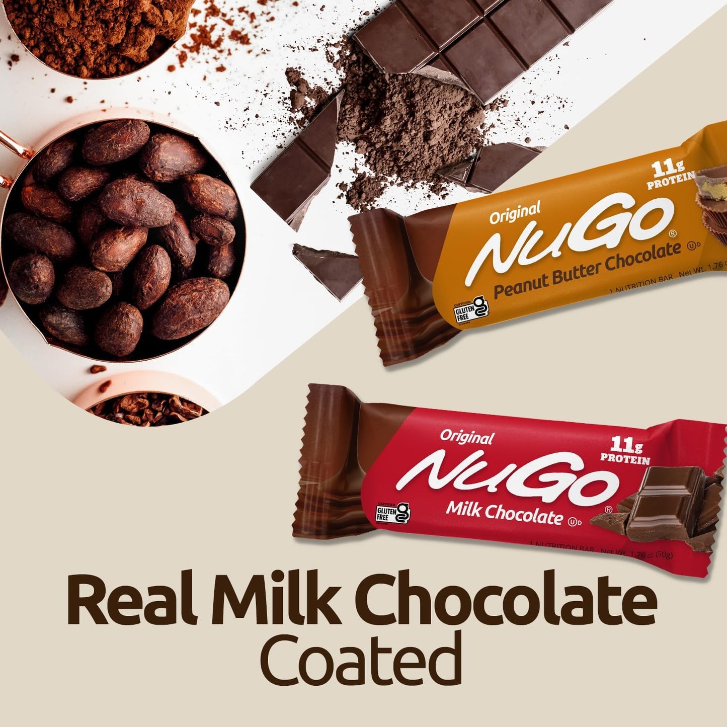 15 Count NuGo Protein Bars with 11g Protein, Gluten Free, Peanut Butter Flavor