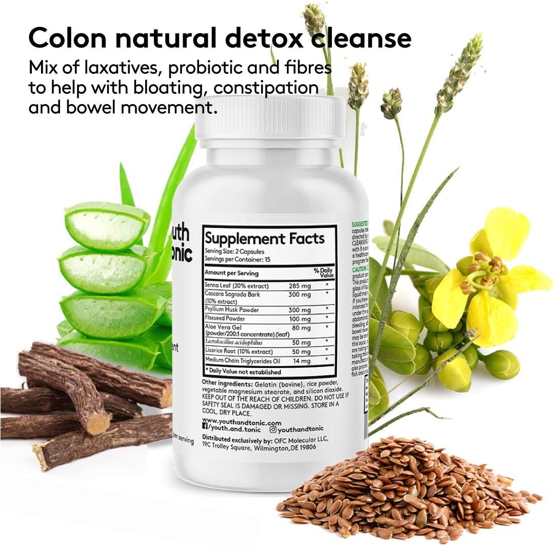 15 Day Colon and Kidney Cleanse Detox Pills - Full Body Cleanse for Bloating, Gut, Bladder, and Urinary Tract - Herbal Supplement with Senna and Cranberry - 60 Pills for Men and Women