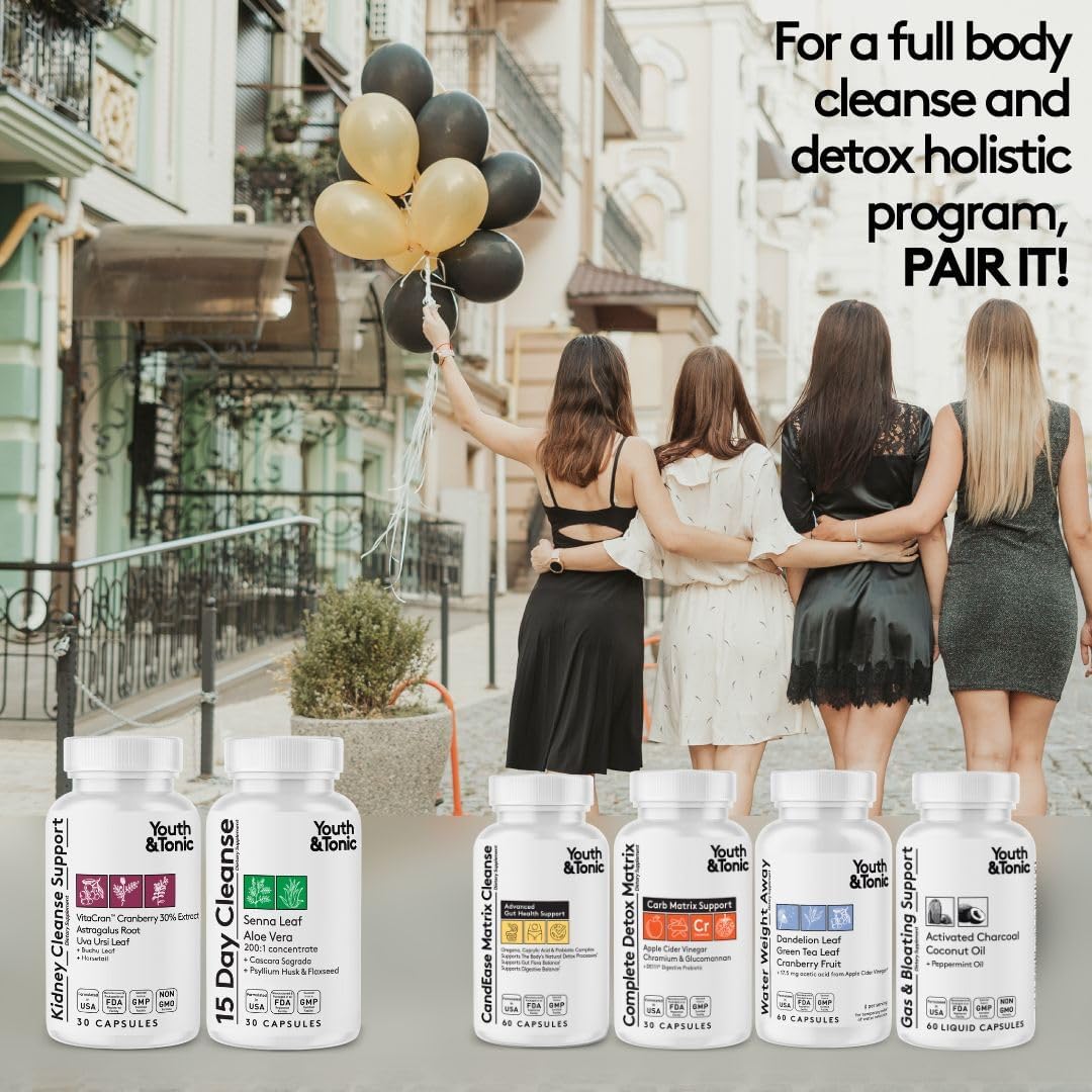 15 Day Colon and Kidney Cleanse Detox Pills - Full Body Cleanse for Bloating, Gut, Bladder, and Urinary Tract - Herbal Supplement with Senna and Cranberry - 60 Pills for Men and Women