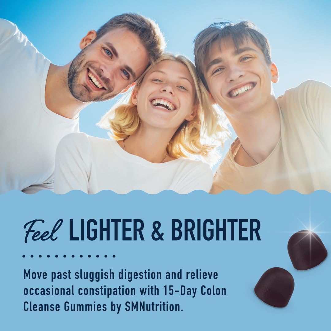 15 Day Colon Cleanse & Detox Gummies for Occasional Constipation & Bloating Relief - Fast Acting Cleanser with Triphala for Gut Health - Vegan & Gluten-Free