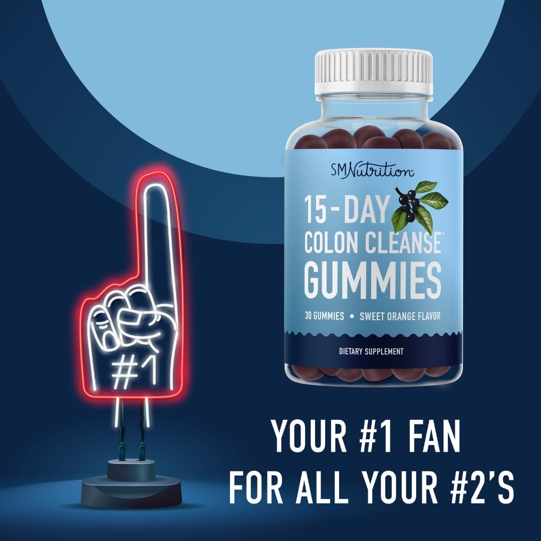 15 Day Colon Cleanse & Detox Gummies for Occasional Constipation & Bloating Relief - Fast Acting Cleanser with Triphala for Gut Health - Vegan & Gluten-Free