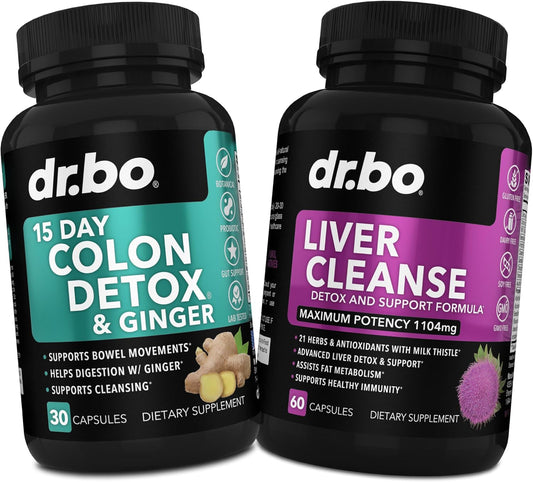 15-Day Colon Cleanse & Liver Detox Pills with Ginger, Milk Thistle & Dandelion - Bowel Support for Intestinal Health & Bloating