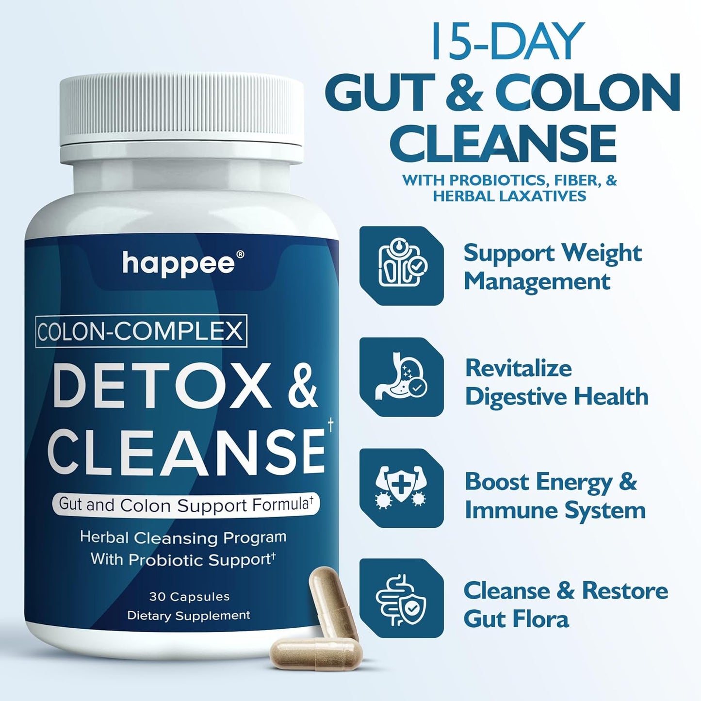 15 Day Colon Cleanse Pills & Probiotics for Weight Loss Support - Natural Laxatives for Men and Women - Intestinal Cleanse for Digestive Health - Fast Constipation Relief