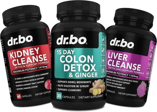 15 Day Colon Cleanse Pills with Kidney and Liver Detox Support - Dr. BO Colon Cleanser for Bowel, Kidneys, Bladder, and Gallbladder - Urinary Tract Health Supplement