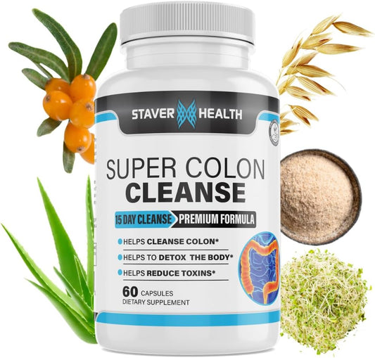 15 Day Colon Cleanse Pills with Psyllium Husk for Detox and Colon Cleansing by Staver Health
