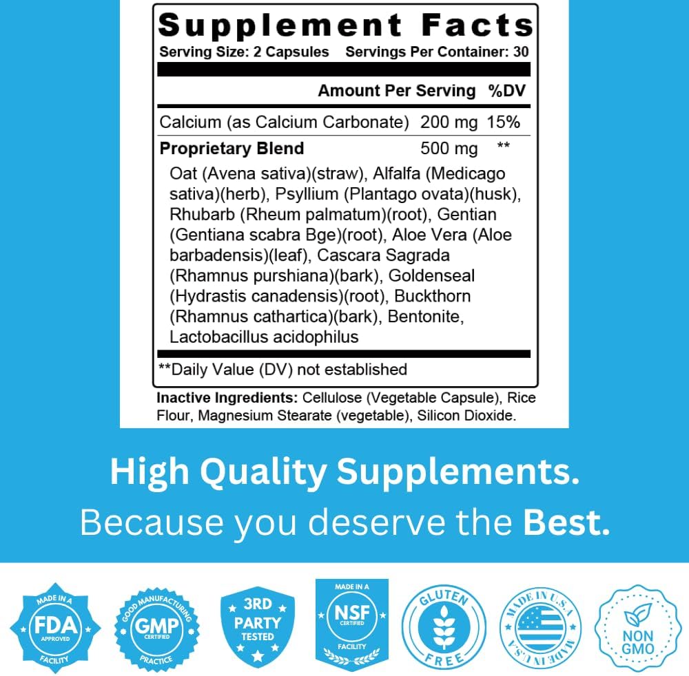 15 Day Colon Cleanse Pills with Psyllium Husk for Detox and Colon Cleansing by Staver Health