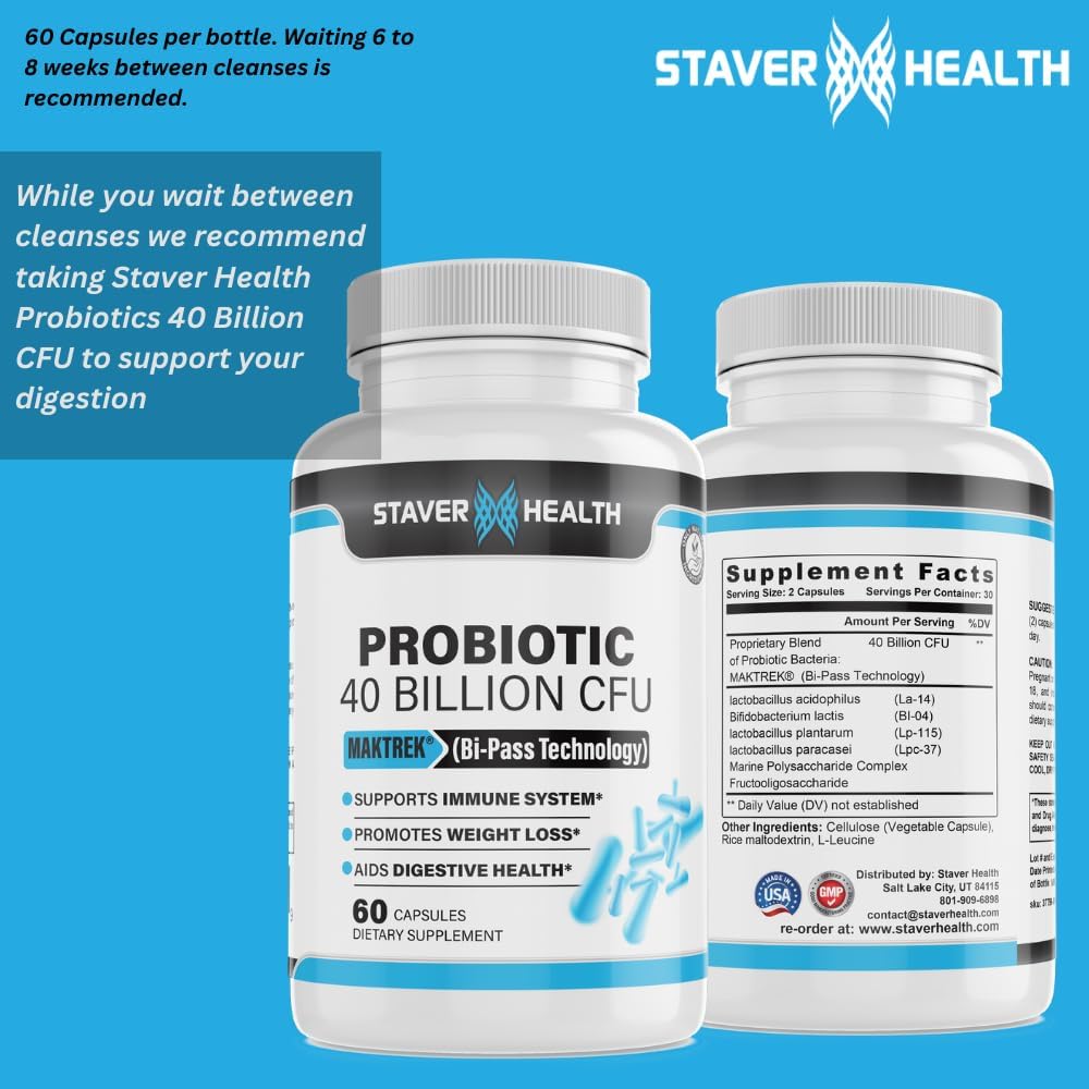 15 Day Colon Cleanse Pills with Psyllium Husk for Detox and Colon Cleansing by Staver Health
