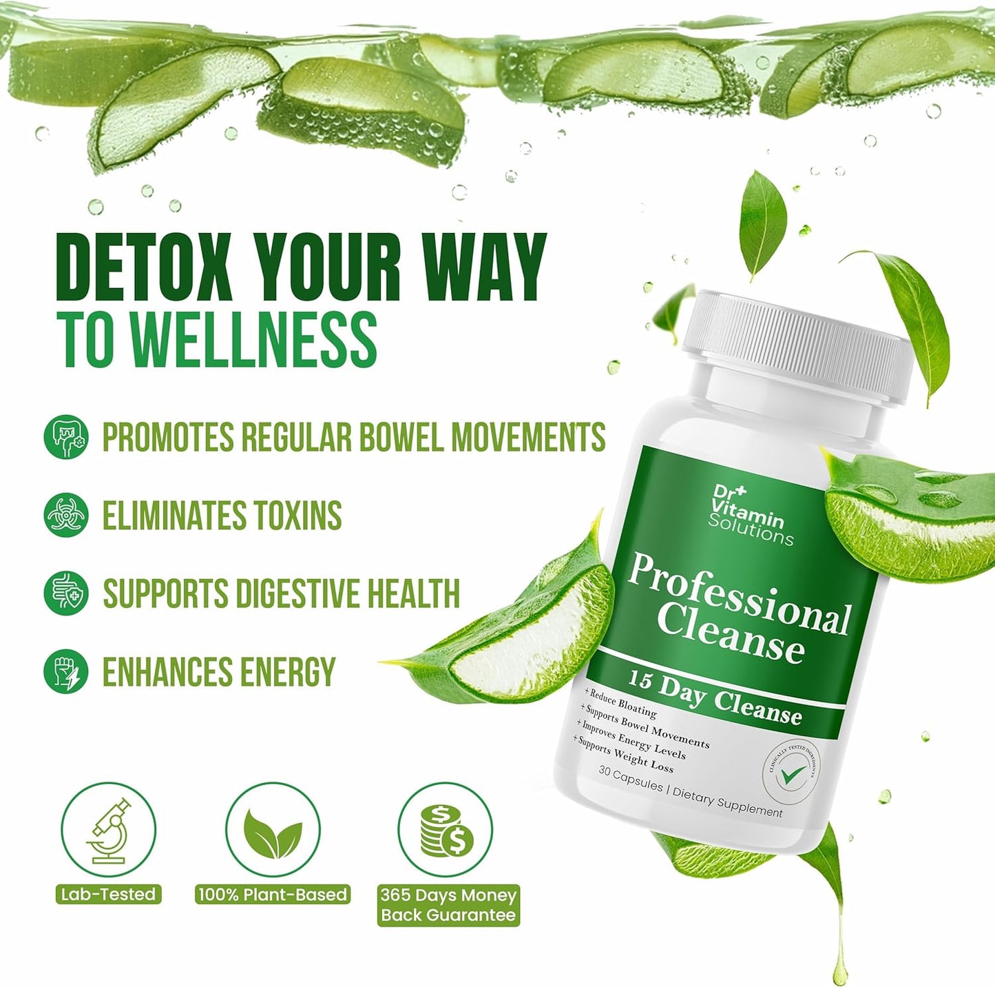 15 Day Detox Cleanse for Weight Management with Gut Support - Natural Colon Cleanser for Bloating Relief - Probiotic Formula for Healthy Digestion - 60 Capsules