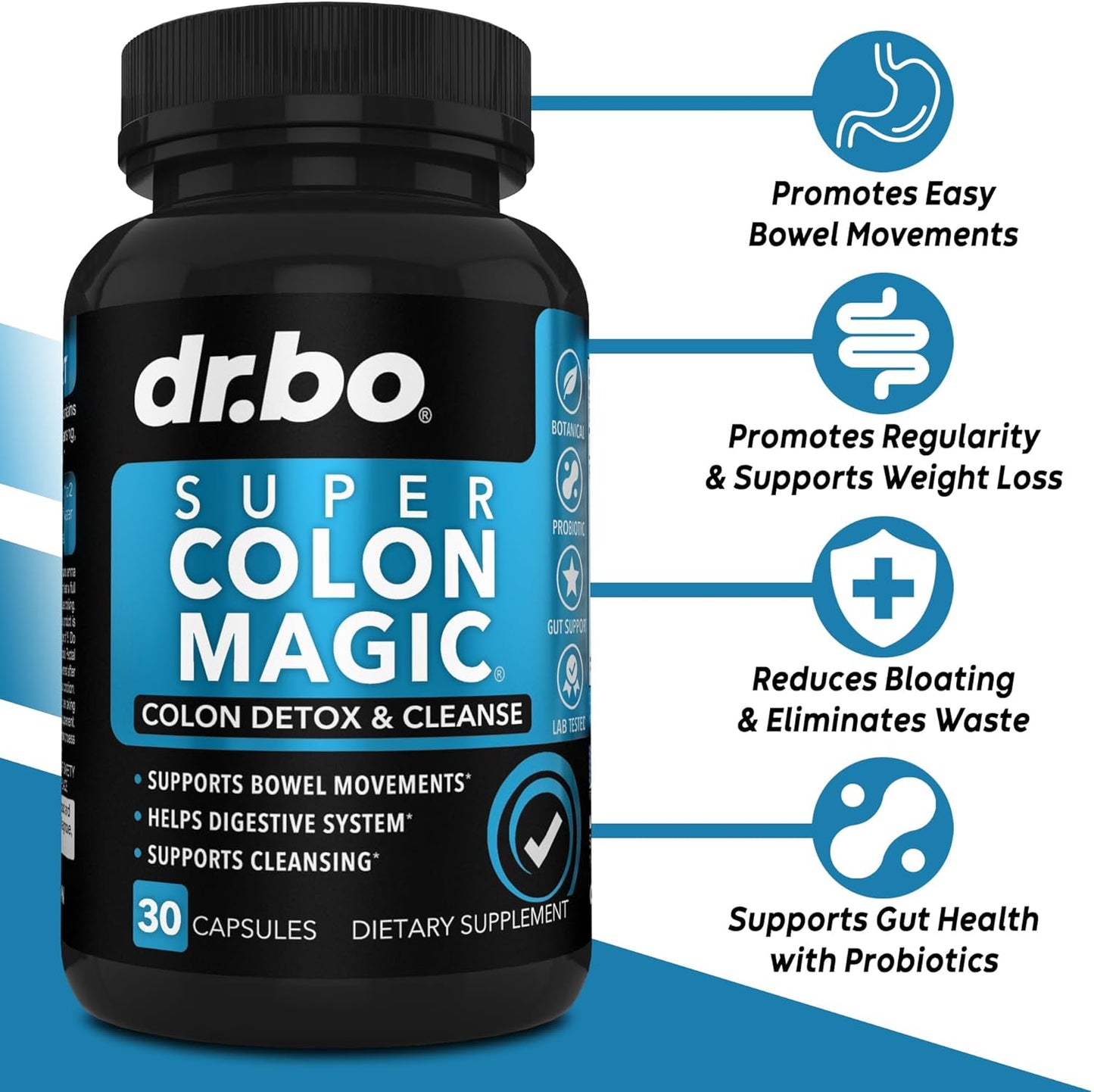 15 Day Dr. BO Colon Cleanse Detox Pills with Probiotic - Natural Weight Loss, Constipation Relief, Bloating Support