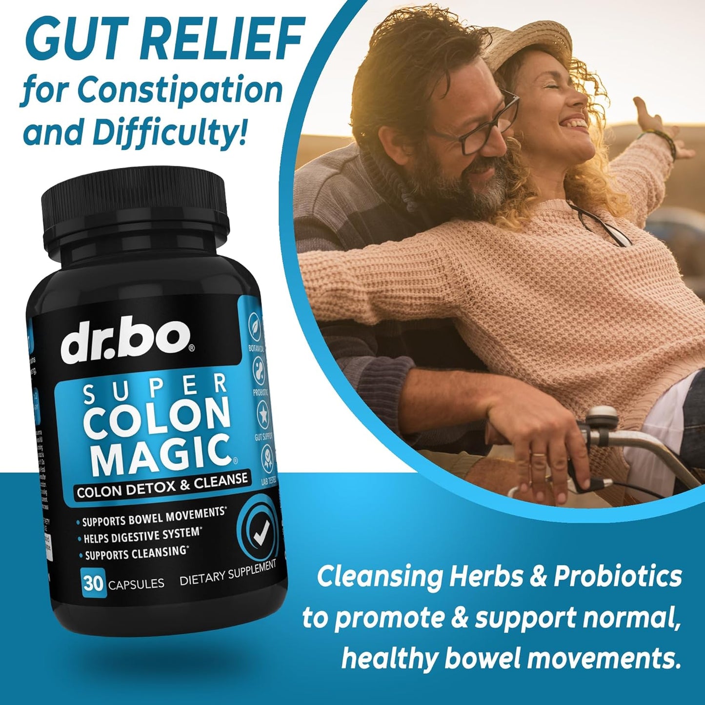 15 Day Dr. BO Colon Cleanse Detox Pills with Probiotic - Natural Weight Loss, Constipation Relief, Bloating Support