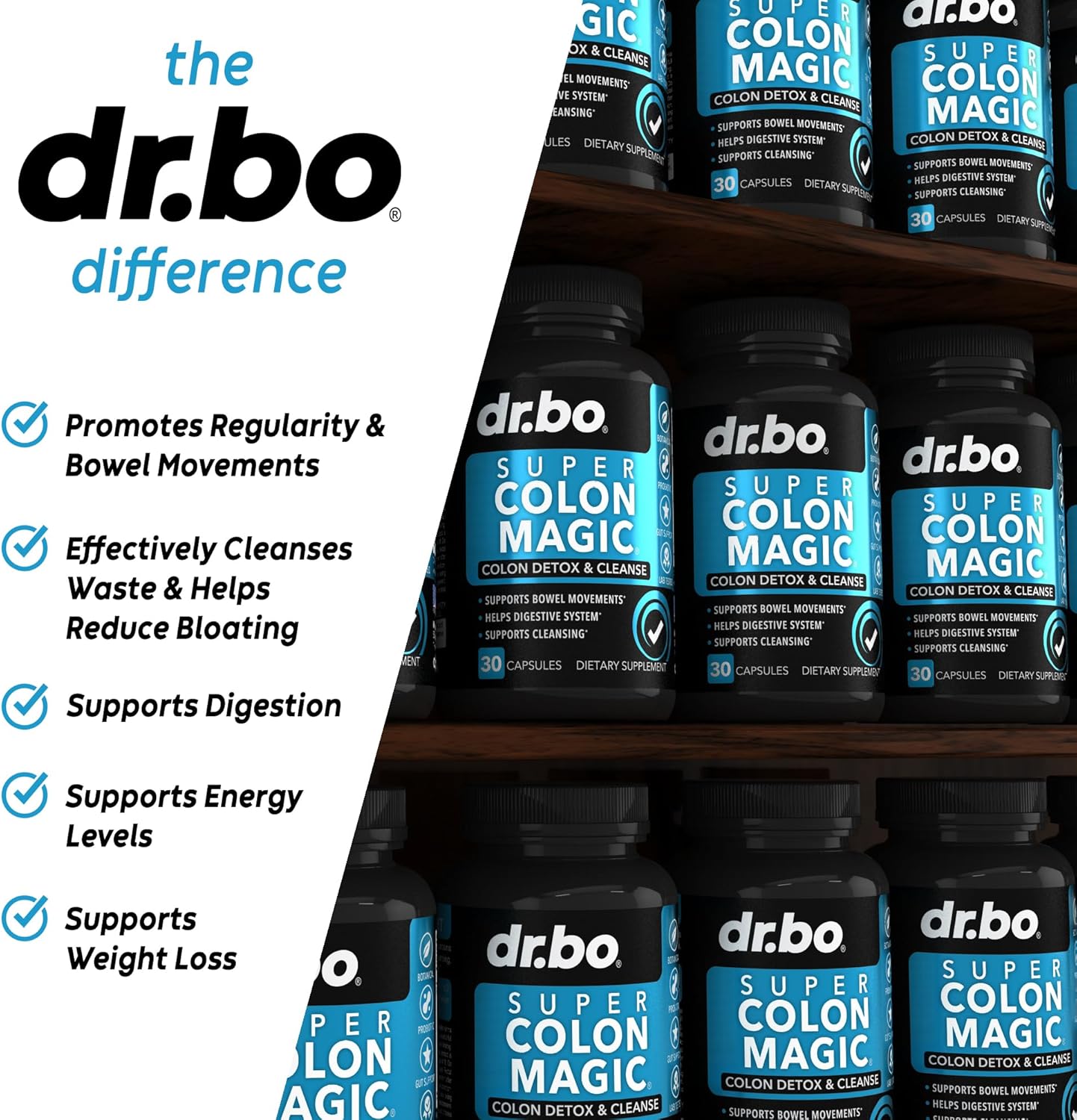 15 Day Dr. BO Colon Cleanse Detox Pills with Probiotic - Natural Weight Loss, Constipation Relief, Bloating Support