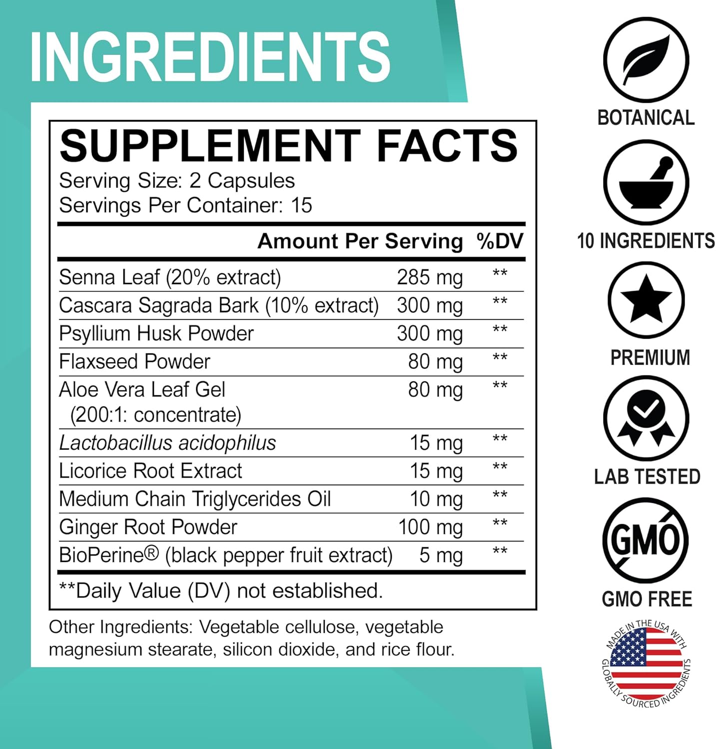 15-Day Dr. BO Colon Cleanser Detox Pills with Ginger - Fast Natural Laxative for Weight Flush & Constipation Relief