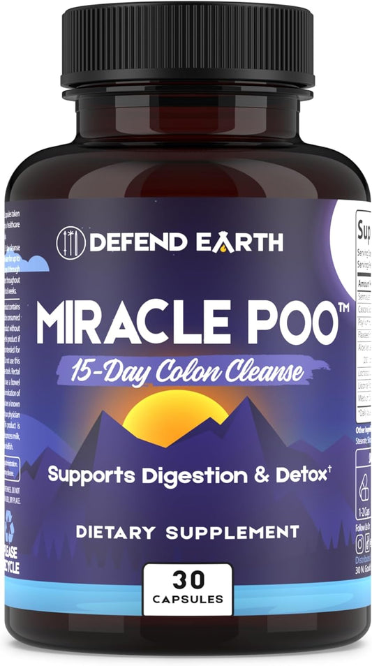 15-Day Earth Defense Gut Cleanse Capsules for Detox & Digestive Health Support - Psyllium Husk, Senna, & Cascara Sagrada - Non-GMO - 30 Capsules
