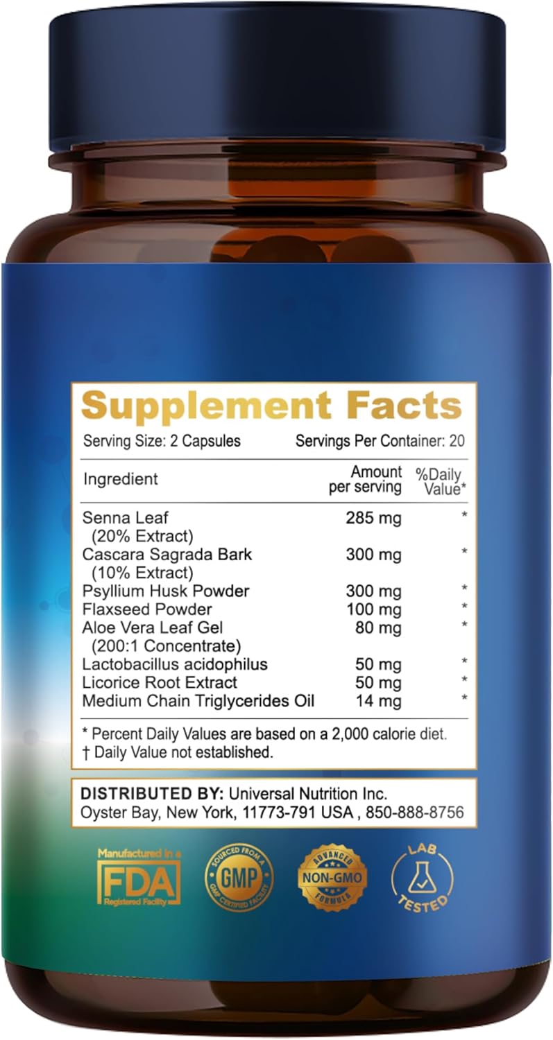 15 Day Gut Cleanse & Colon Detox for Weight Loss - Fast Acting Pills for Men & Women - 40 Capsules, 2 Daily