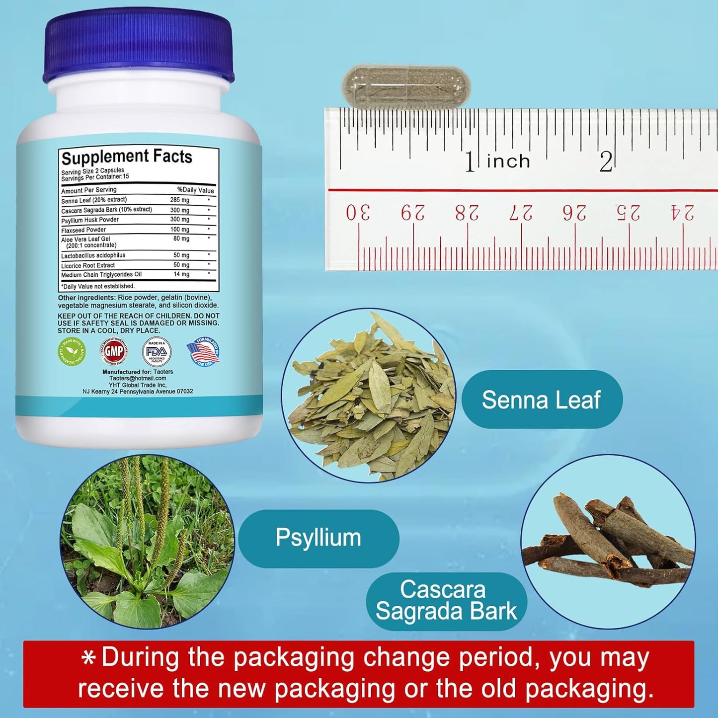15 Day Gut Cleanse & Detox Supplement 2 Pack for Men and Women | Colon Broom with Senna, Cascara Sagrada & Psyllium Husk | 60 Capsules Total
