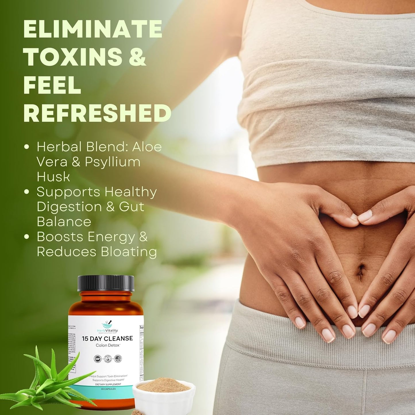 15-Day Herb Vitality Colon Cleanse: Probiotics for Men & Women, Candida Cleanse, Aloe Vera, Licorice Root, Psyllium Husk - Supports Gut, Digestive & Immune Health, Detox & Kidney Cleanse
